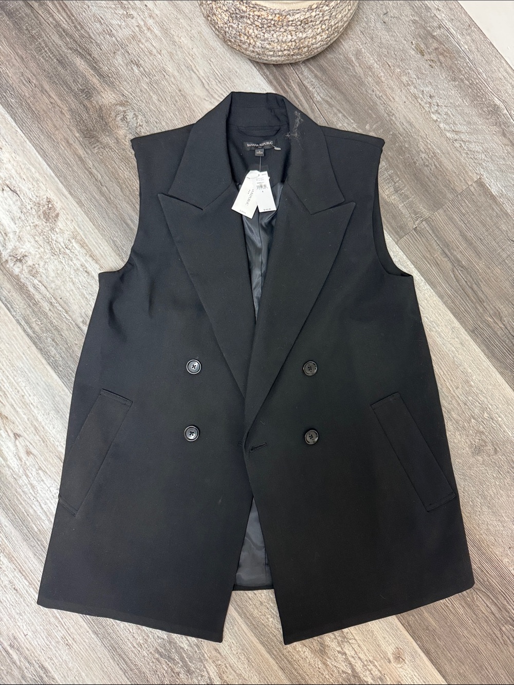 Banana Republic Black Sleeveless Blazer Vest